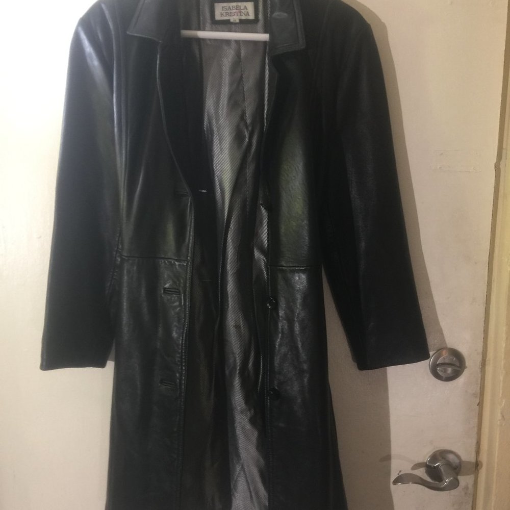 Leather dress coat